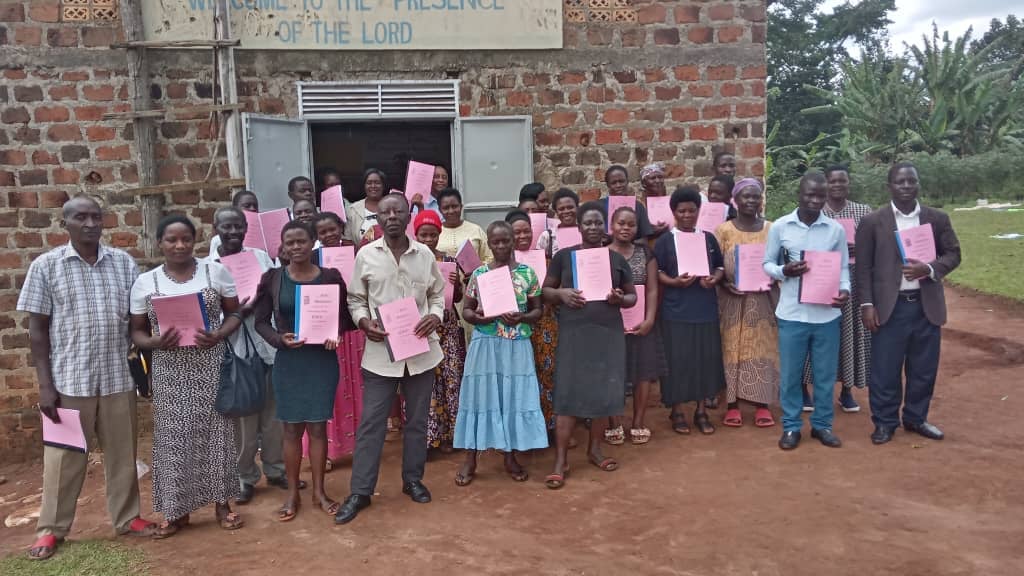 Booklets at a brick church, 2022.