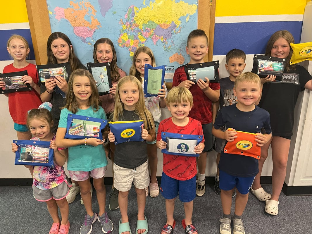 Kids Krew with packed pouches, 2023.