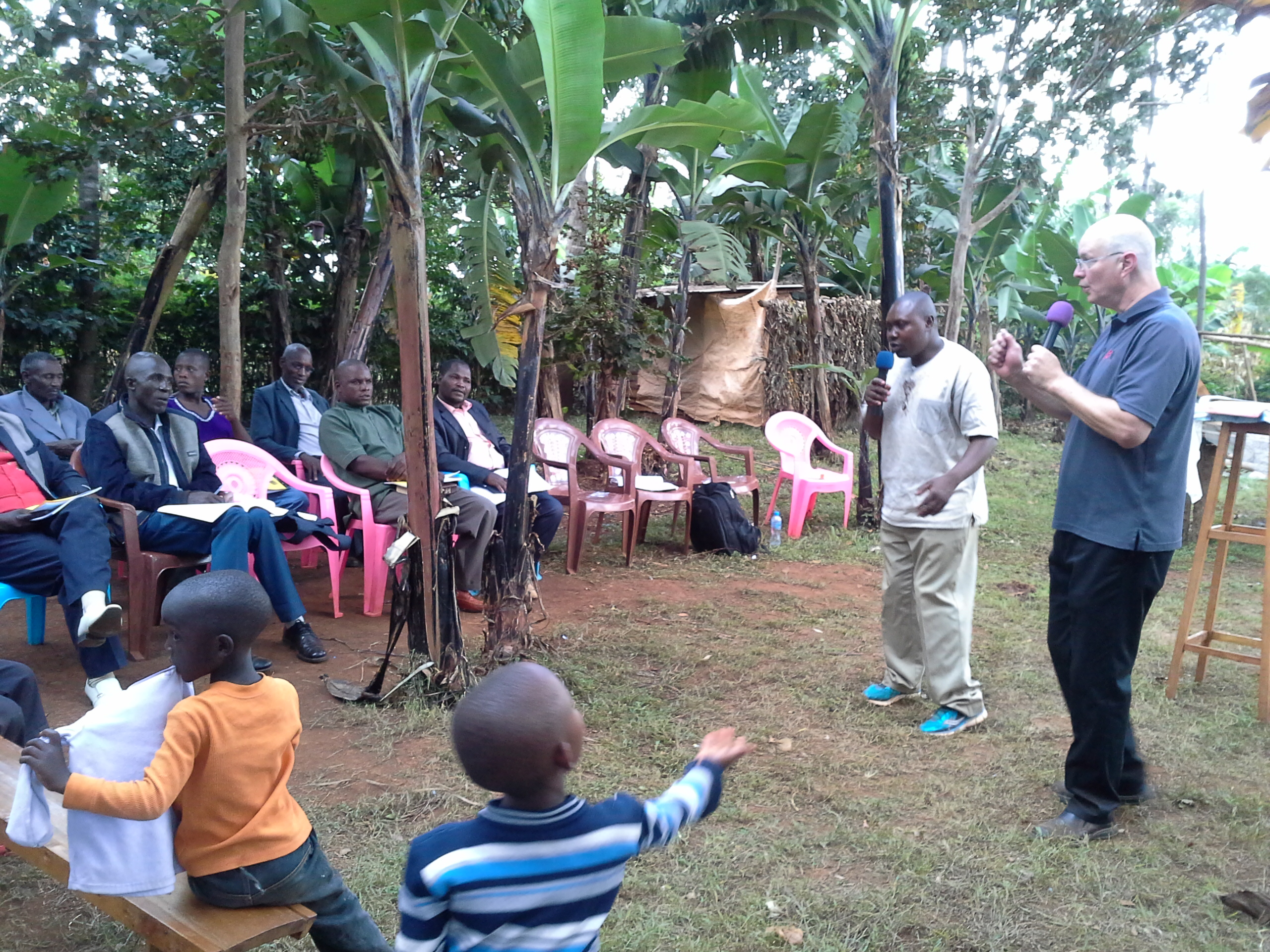 Teaching under a tarp at a Partner Symposium, 2017.